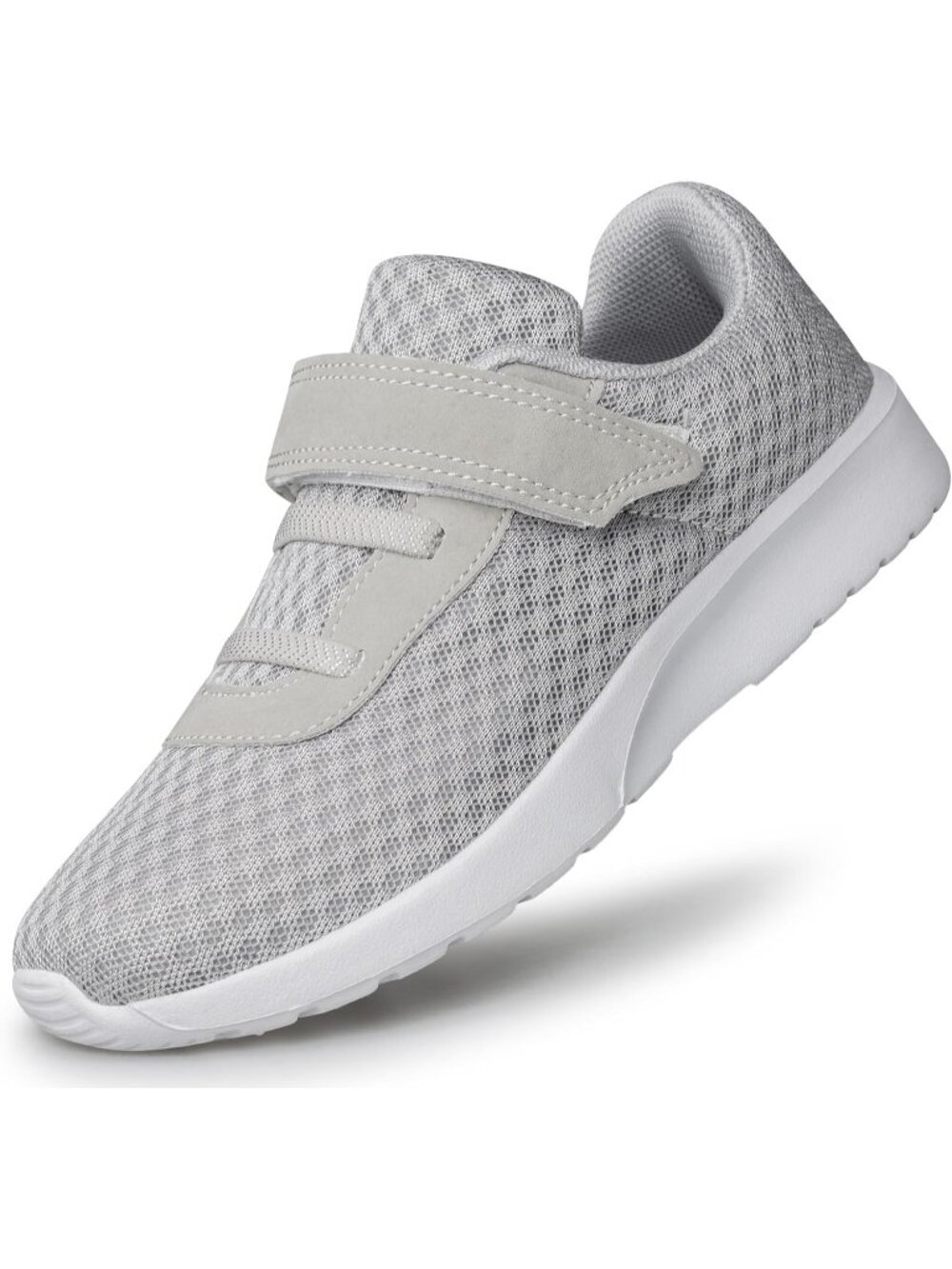 Kids Grey White Mesh Shoes Toddler Boys Girls Running Sports Strap Sneakers